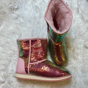 NEW Wonder Nation Girls Size 4 Pink Sequin Boots